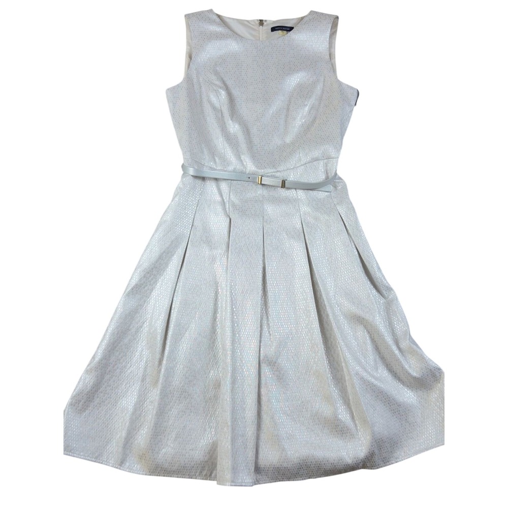 NWT Tommy Hilfiger Silver Metallic Textured Dress Womens 6